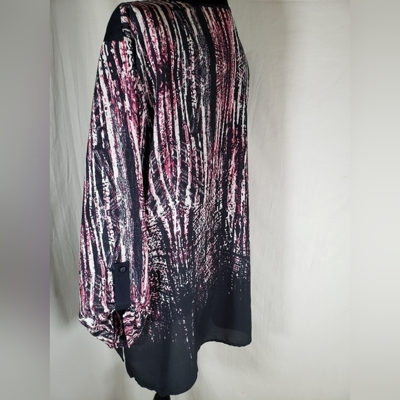 Valerie Stevens Navy and Pink VNeck Blouse Sz XL - Picture 6 of 10